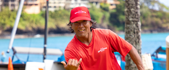 a person wearing a red hat