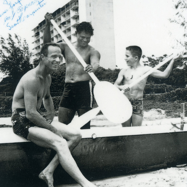 Scott Carpenter with Percy Kinimaka at Kauai Surf 1960s