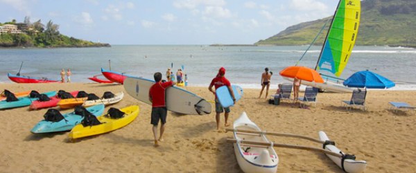 a group of people on a beach